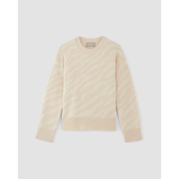Everlane Alpaca Tiger Stripe Sweater | Sustainable Cream Animal Print Size M - Picture 6 of 8